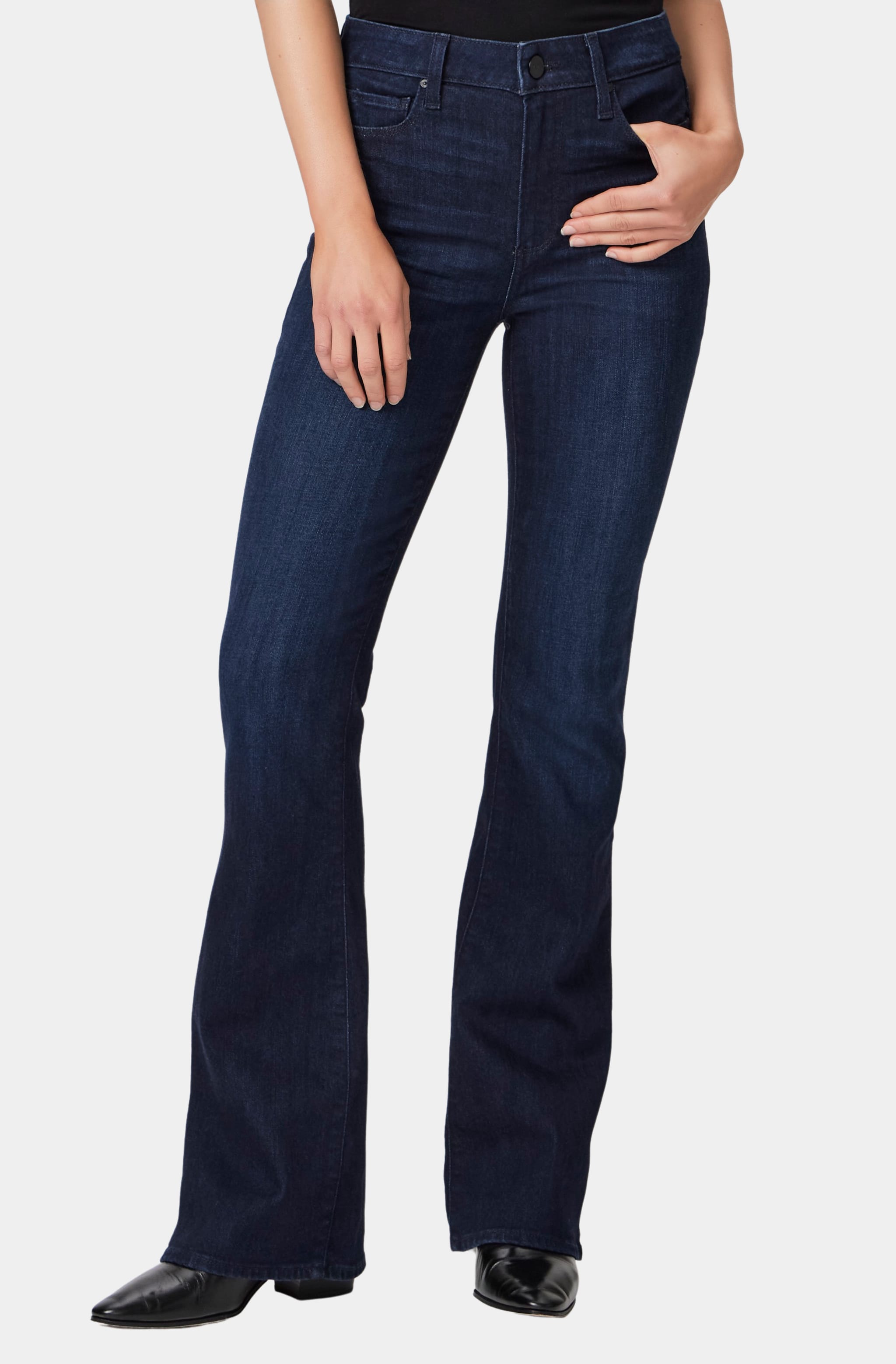 High rise bootcut jeans side view