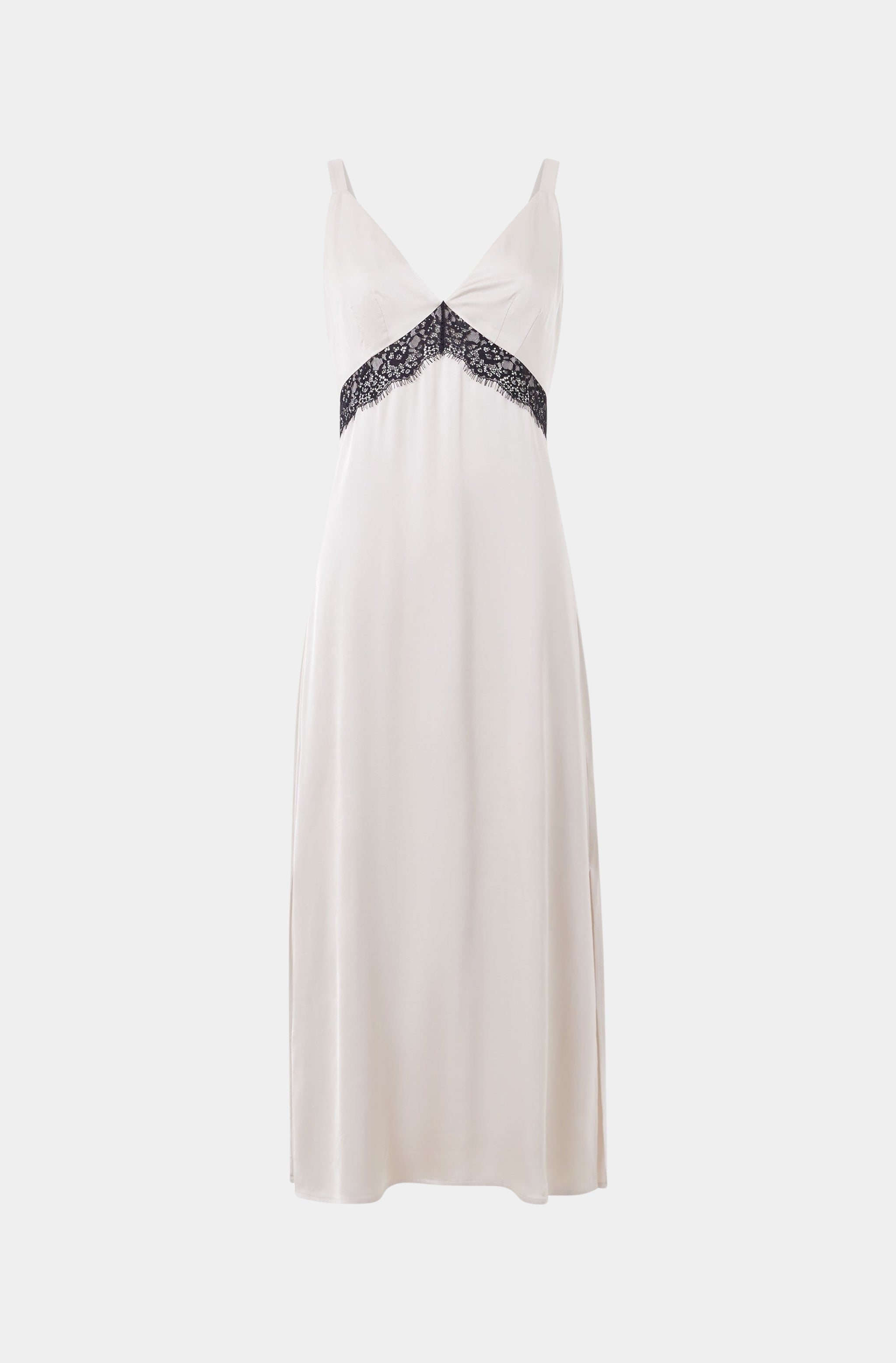 Ennis Satin Lace Dress showcasing cream satin and lace