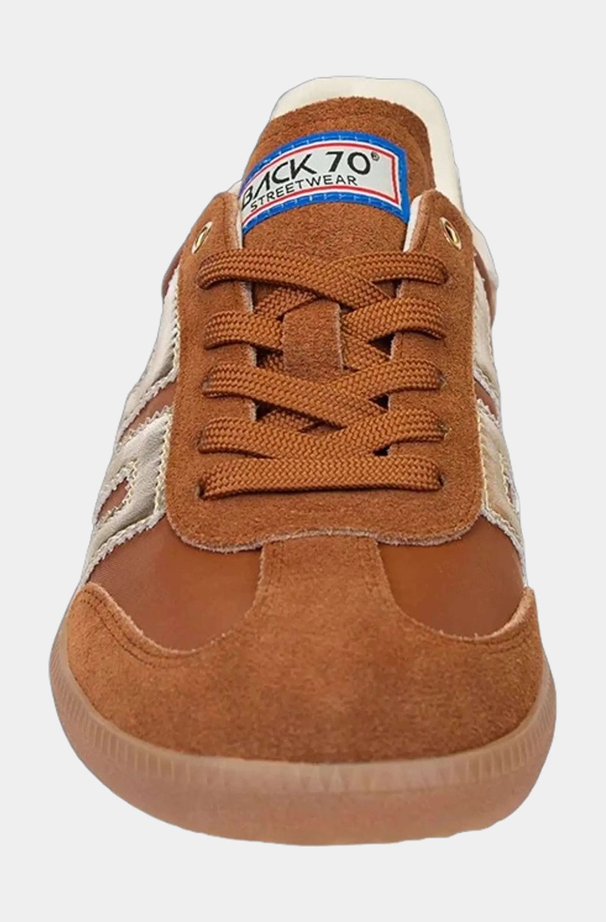 Front view of Ghost Sneakers with brown laces