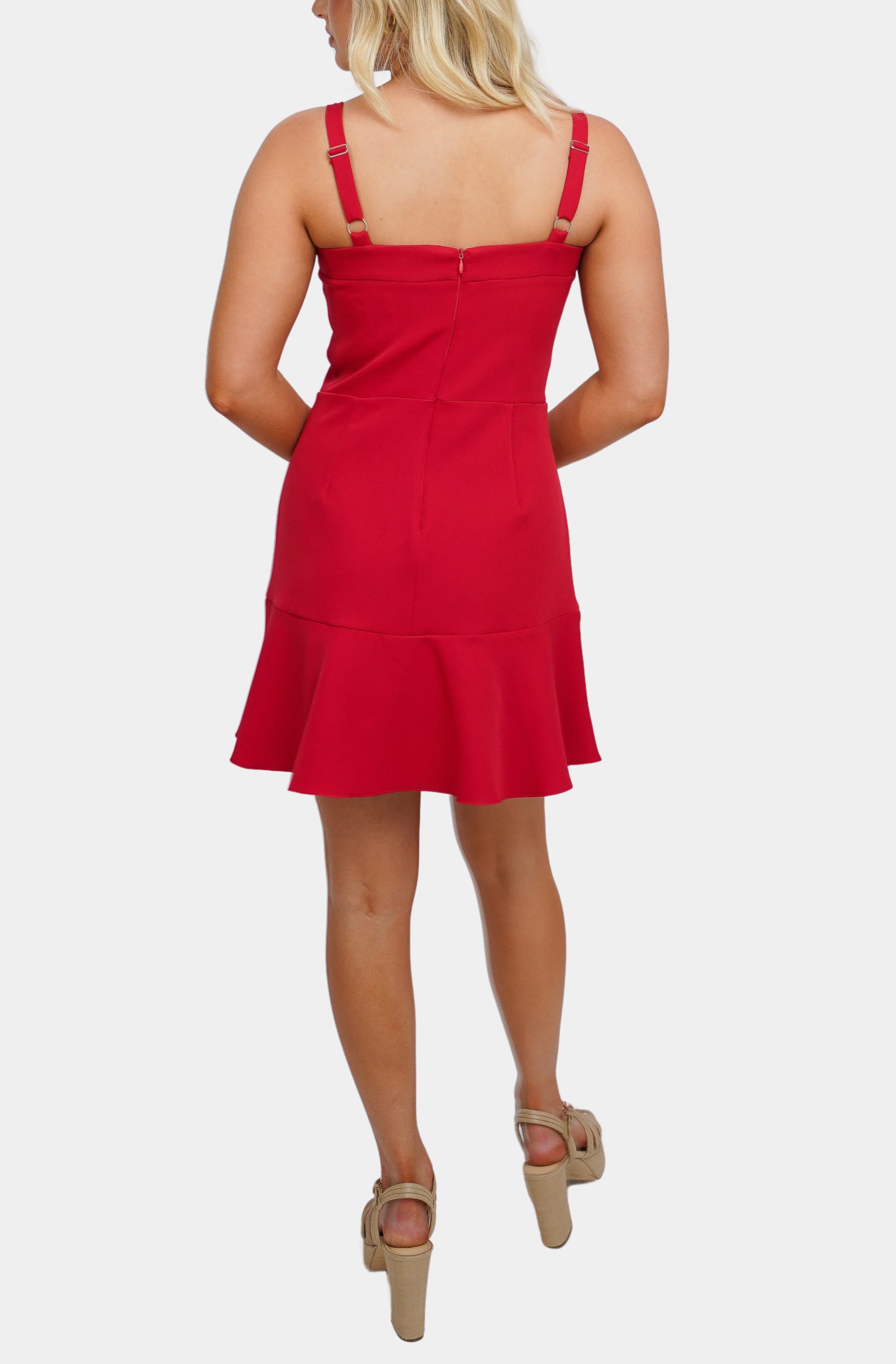 Back view of Red Audette Mini Dress