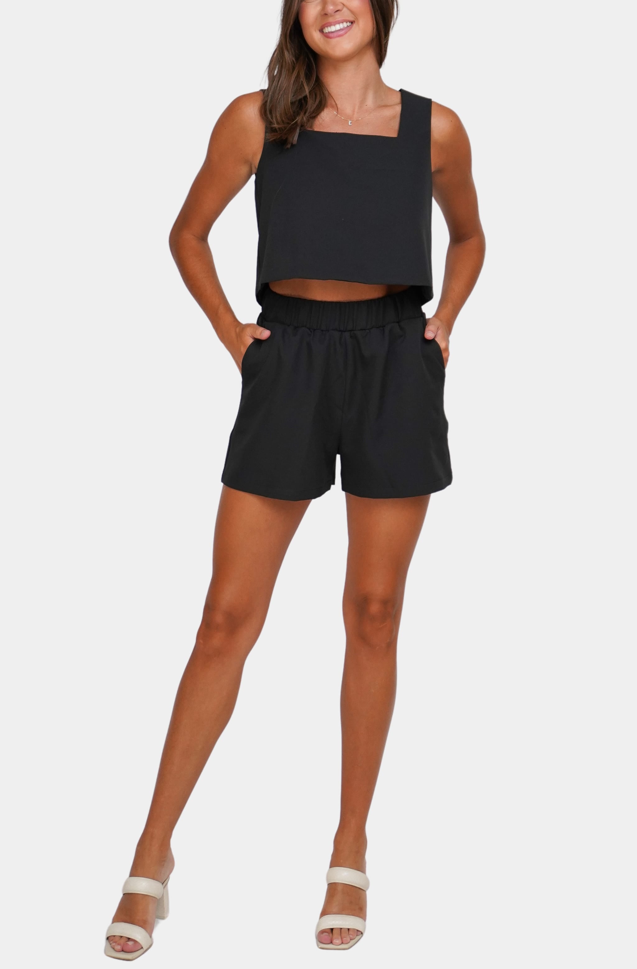 Black Piper Shorts set, front view