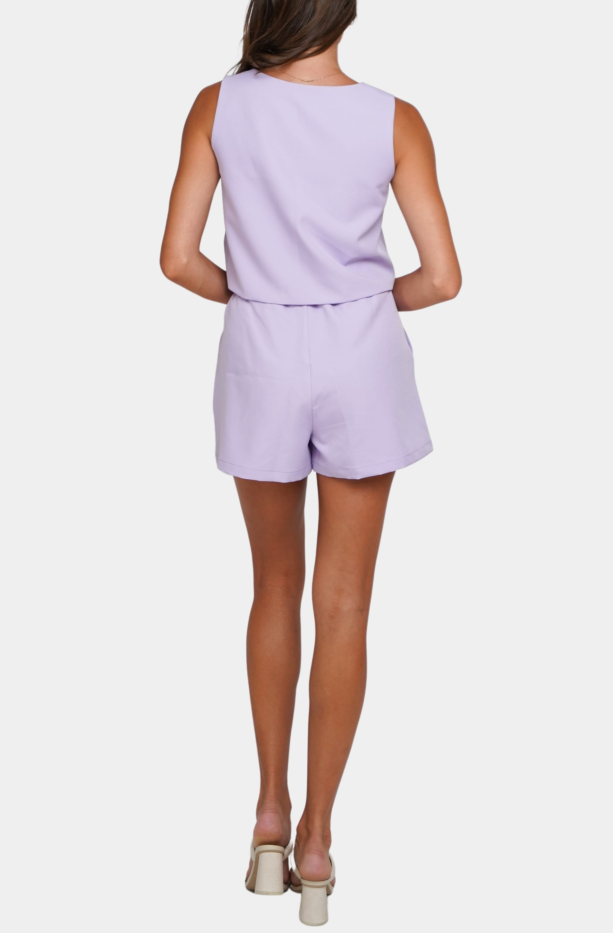 Lavender Piper Shorts set, back view