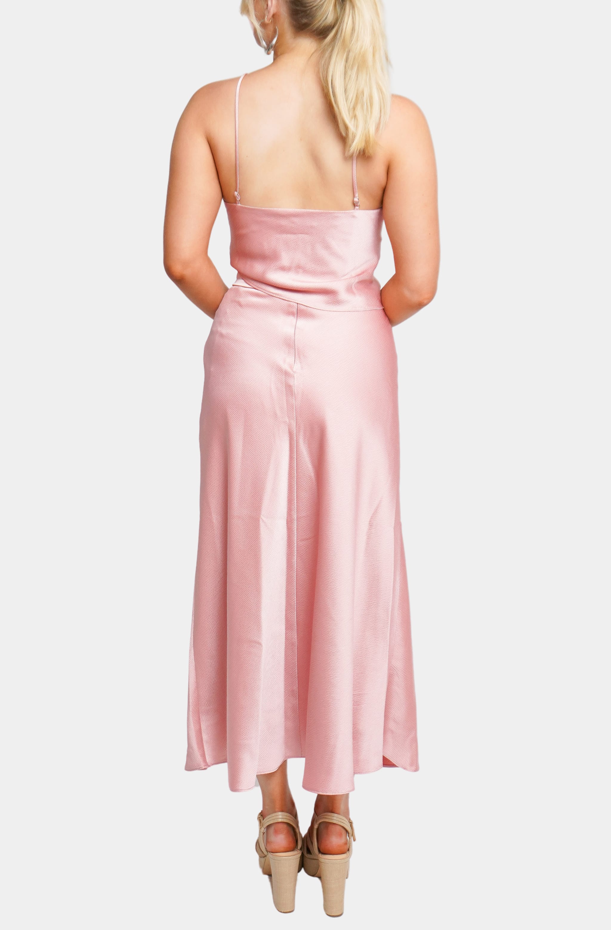 Pink Ava Top with matching skirt, back view