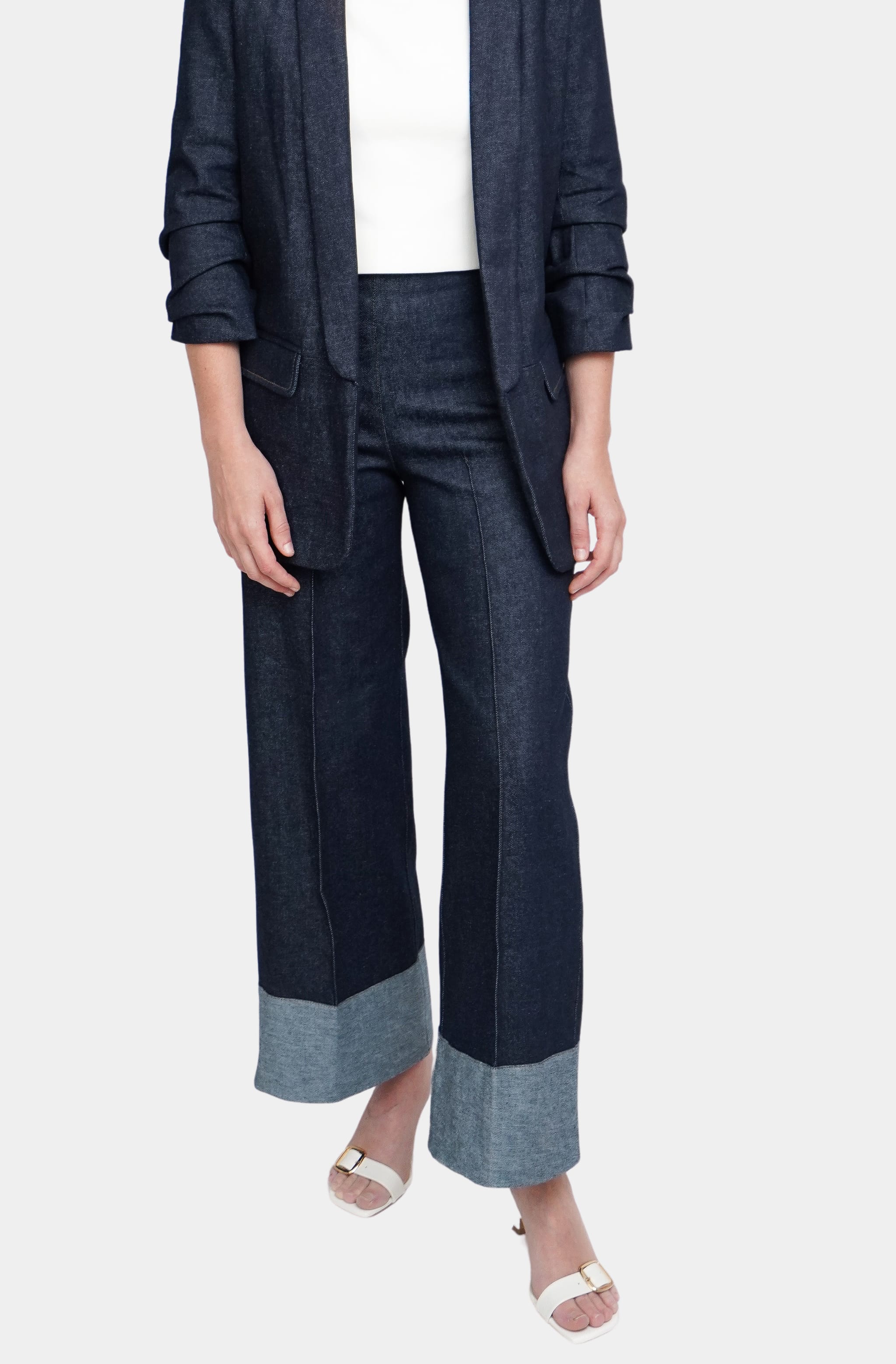 Brigitte Denim Pants with contrasting hem detail