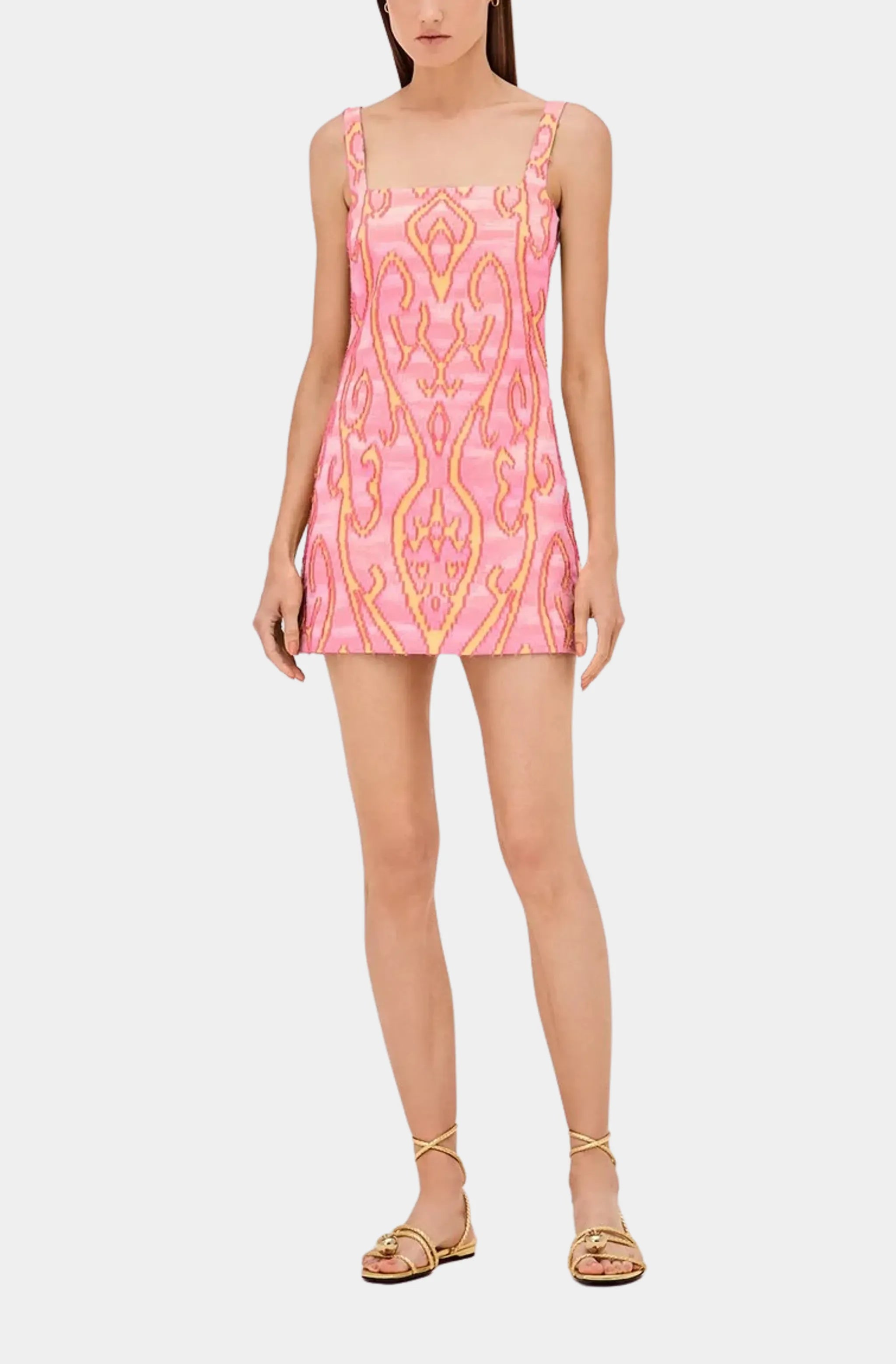 Koa Dress, pink mini with square neckline, front view