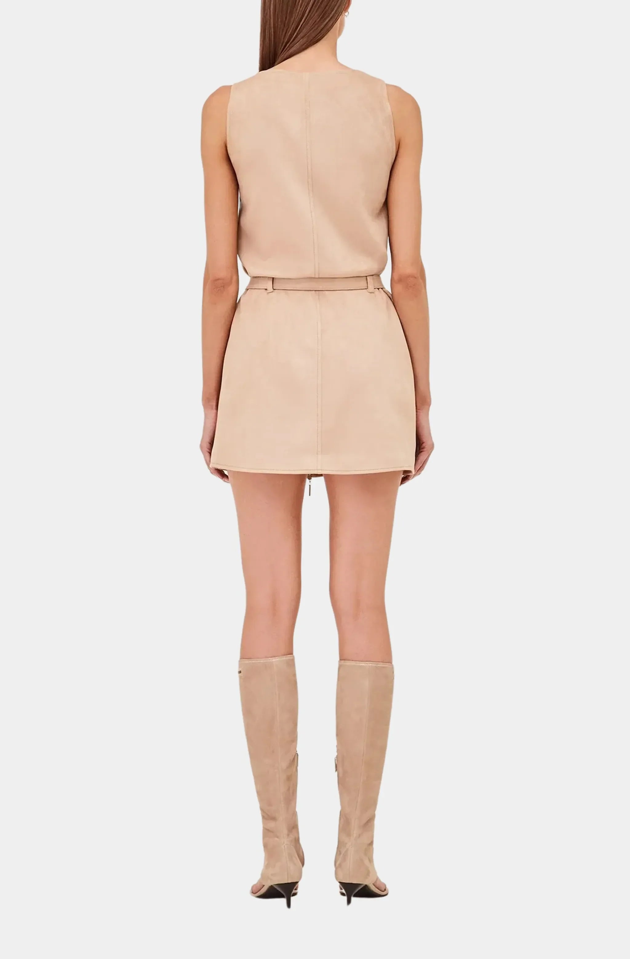 Beige Taylee Dress in vegan suede, back view